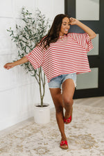 Hazel Blues® |  Sass in Session Relaxed Top in Cream Red