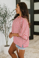 Hazel Blues® |  Sass in Session Relaxed Top in Cream Red