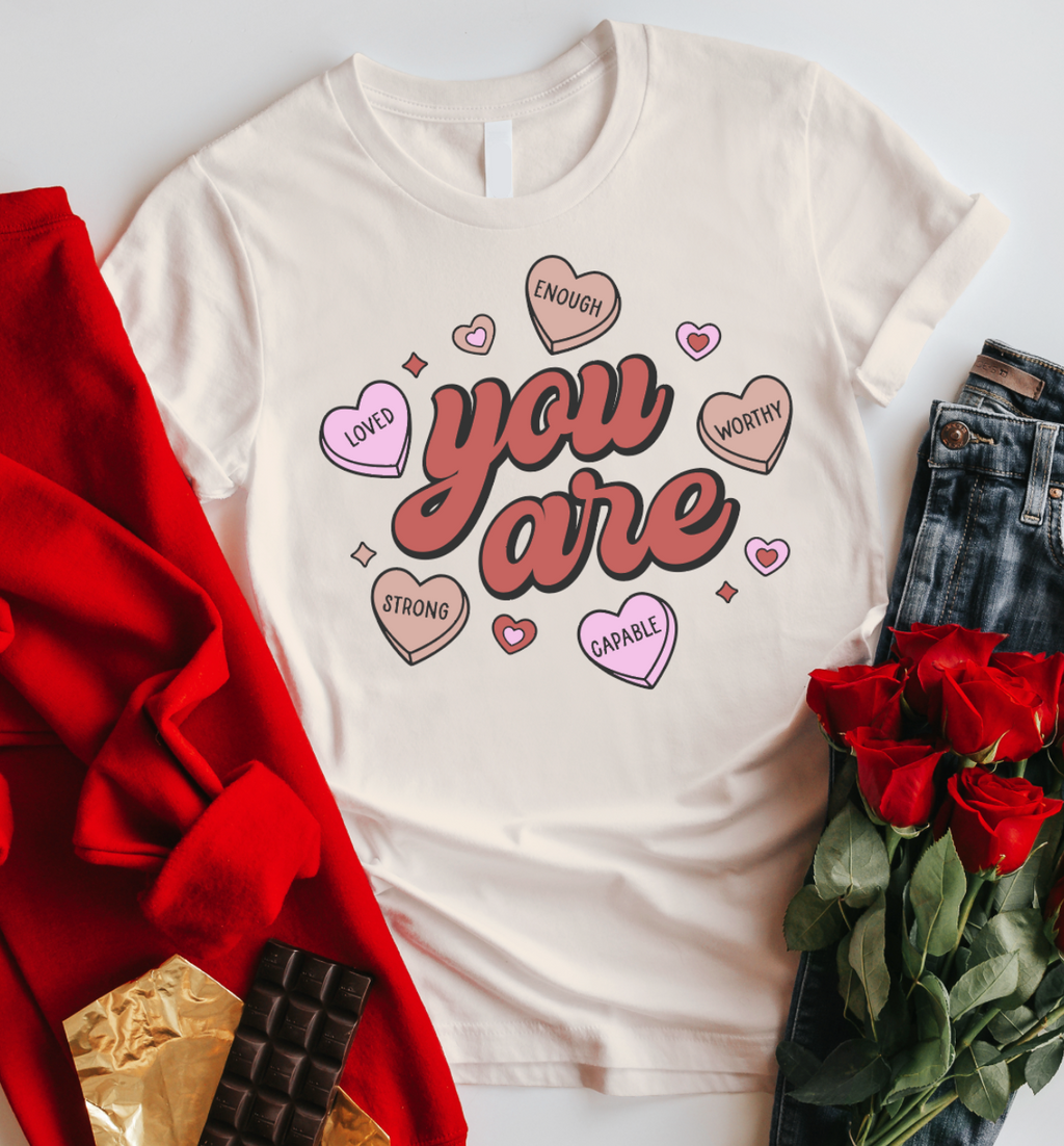 Hazel Blues® |  You Are Enough Valentine's T-shirt
