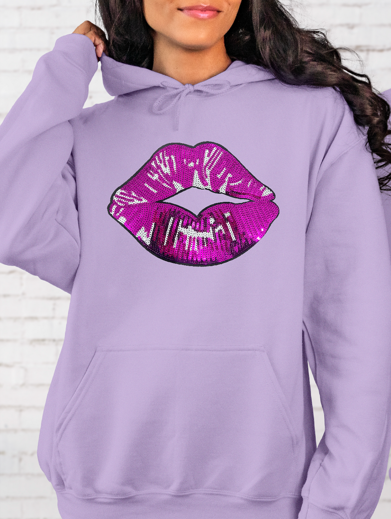 Hazel Blues® |  Sequins Patches LIPS Hoodie- Orchid