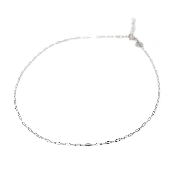 Hazel Blues® |  PREORDER: Mini Paperclip Chain Necklace in Silver