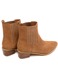 Hazel Blues® |  Leonor Suede Ankle Boot in Tan