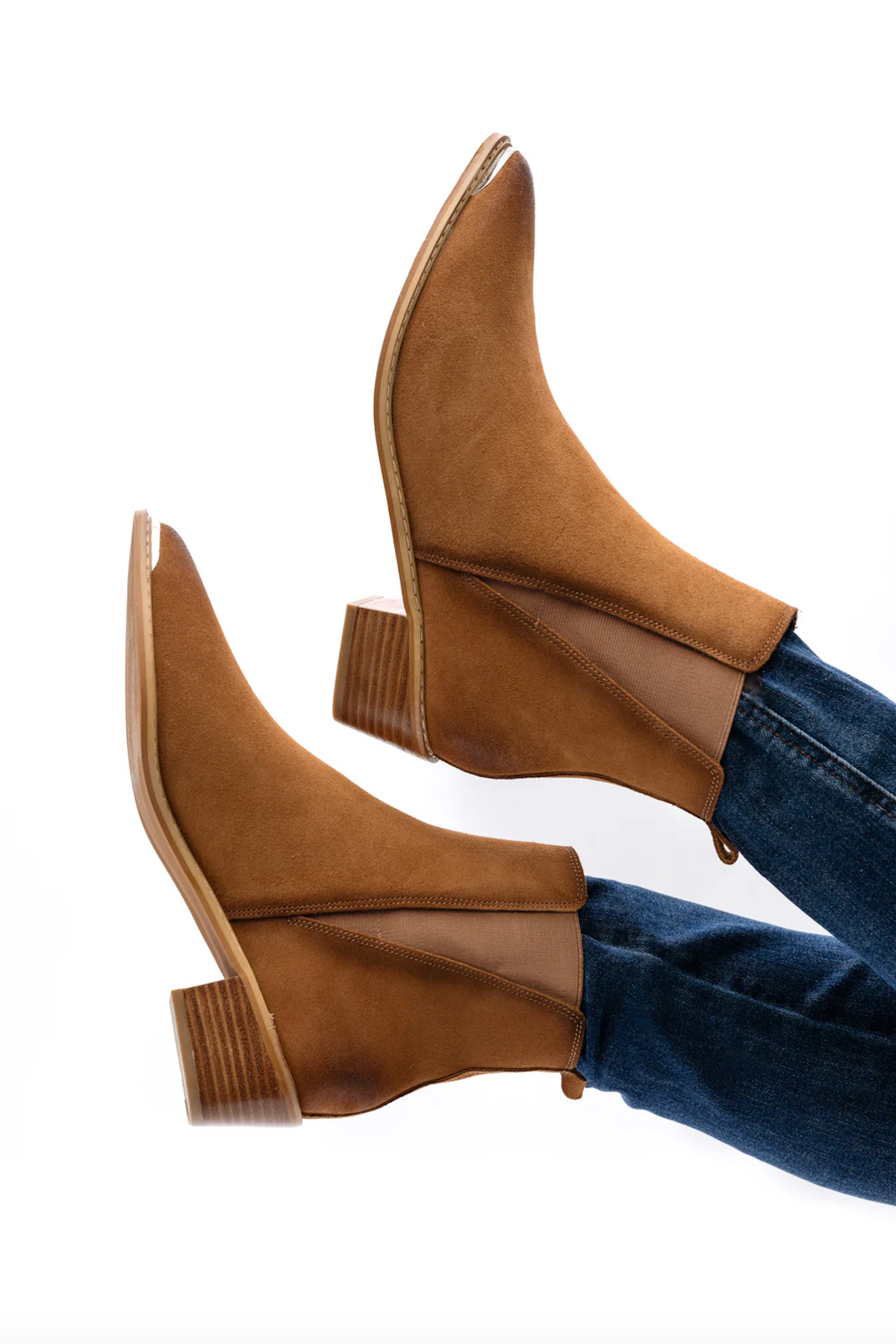 Hazel Blues® |  Wylie Suede Ankle Boot in Tan