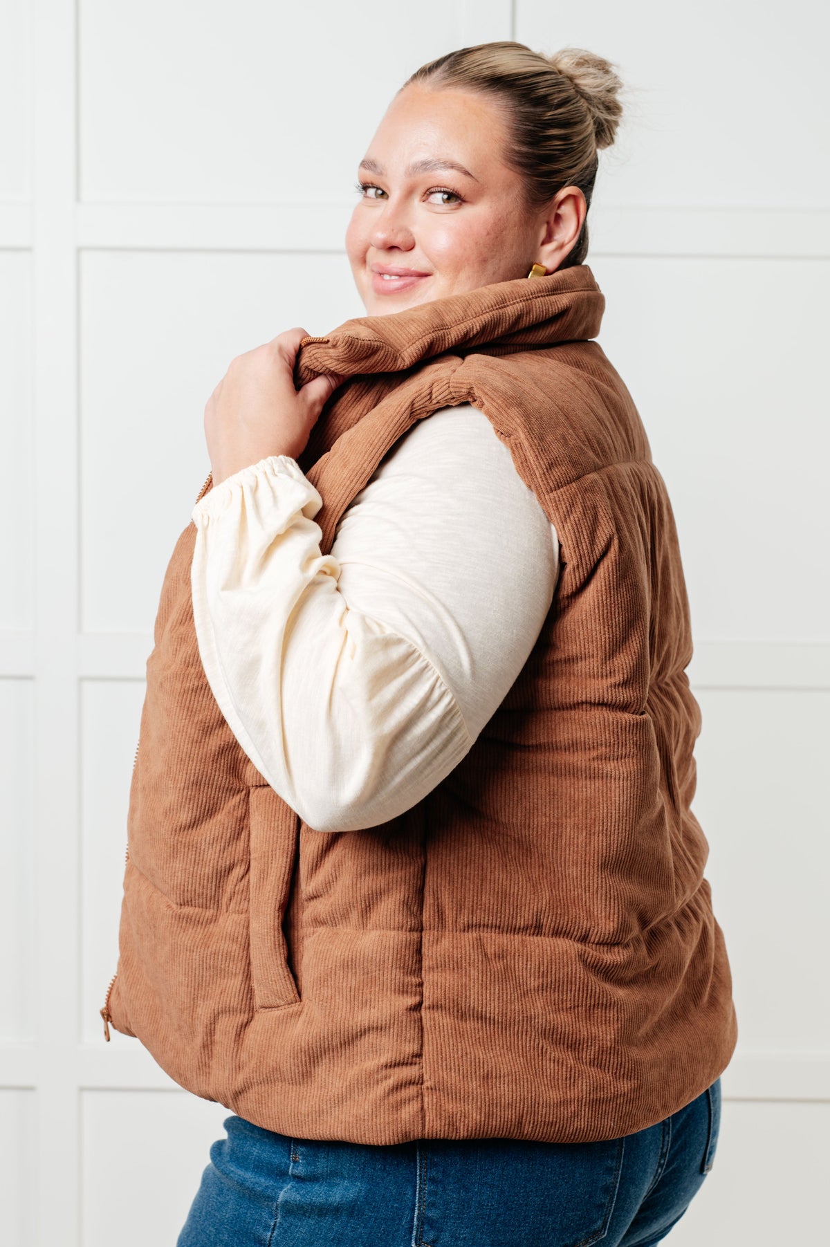 Hazel Blues® |  Set Me Up Corduroy Puffer Vest