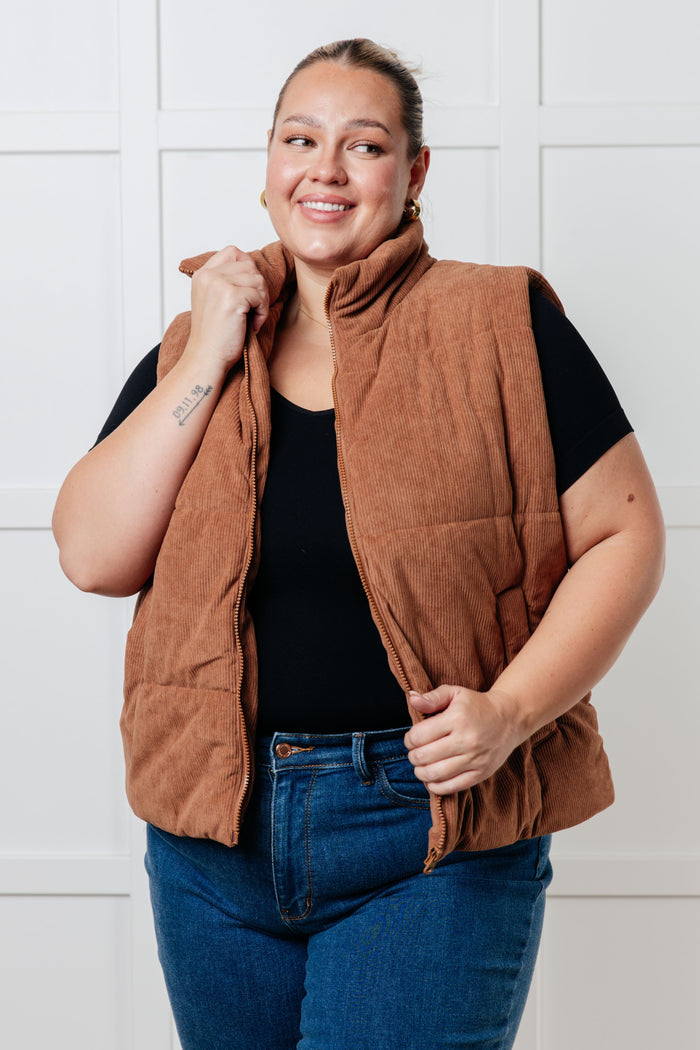 Hazel Blues® |  Set Me Up Corduroy Puffer Vest