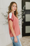 Hazel Blues® |  Sew Into You V-Neck Top in Light Rust