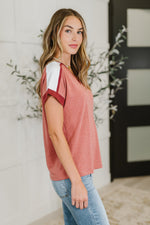Hazel Blues® |  Sew Into You V-Neck Top in Light Rust