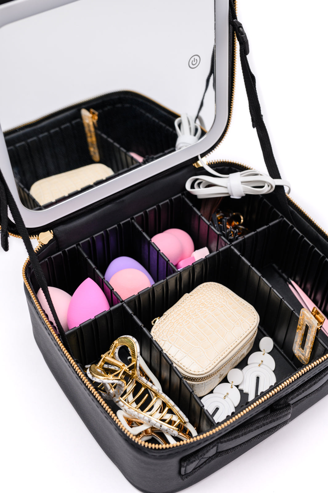 Hazel Blues® |  She's All That LED Makeup Case in Black