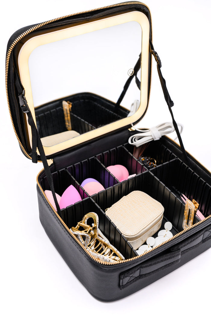 Hazel Blues® |  She's All That LED Makeup Case in Black