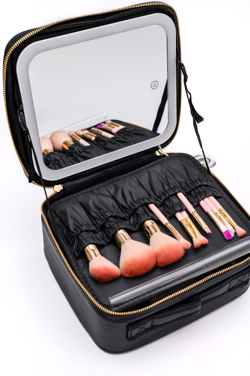 Hazel Blues® |  She's All That LED Makeup Case in Black