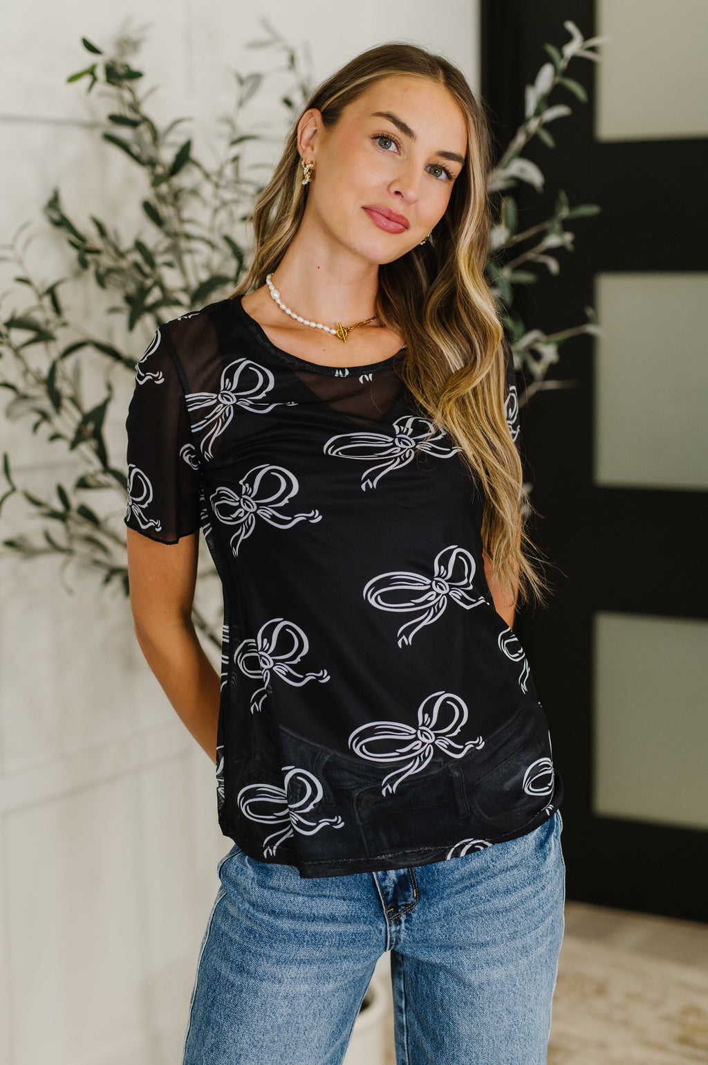 Hazel Blues® |  PREORDER: Sheer Bow Layering Top