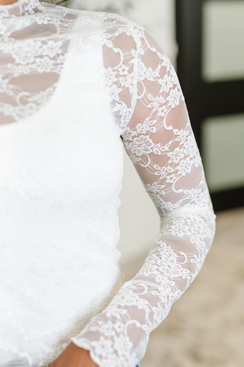 Hazel Blues® |  Sheer Intentions Lace Layering Top in Ivory