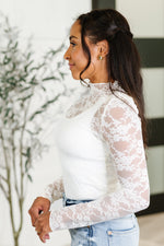 Hazel Blues® |  Sheer Intentions Lace Layering Top in Ivory