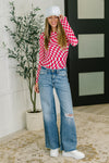 Hazel Blues® |  PREORDER: Sheer Long Sleeve Checkered Layering Top in Three Colors