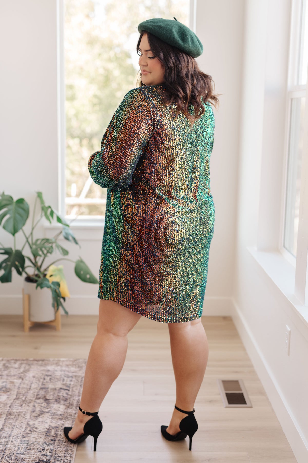 Hazel Blues® |  Shimmering Splendor Sequin Shirt Dress