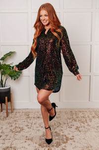 Hazel Blues® |  Shimmering Splendor Sequin Shirt Dress