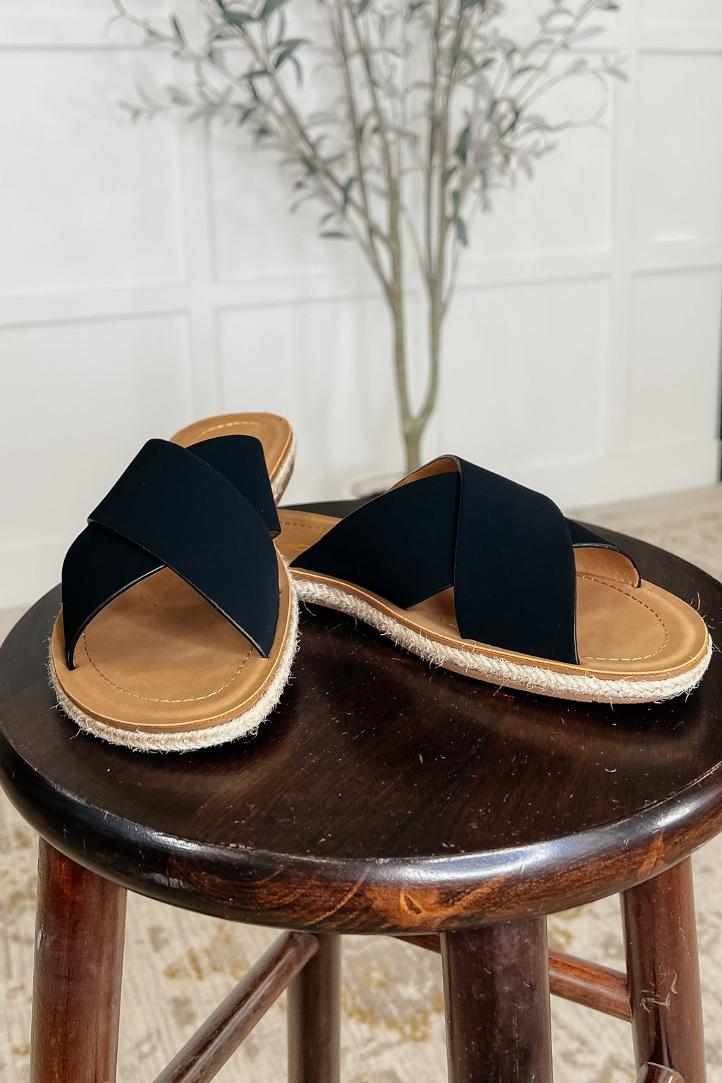 Hazel Blues® |  Shore Thing Slip on Sandals in Prism Black