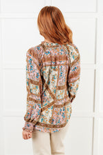 Hazel Blues® |  Show and Tell Mixed Print Peasant Blouse
