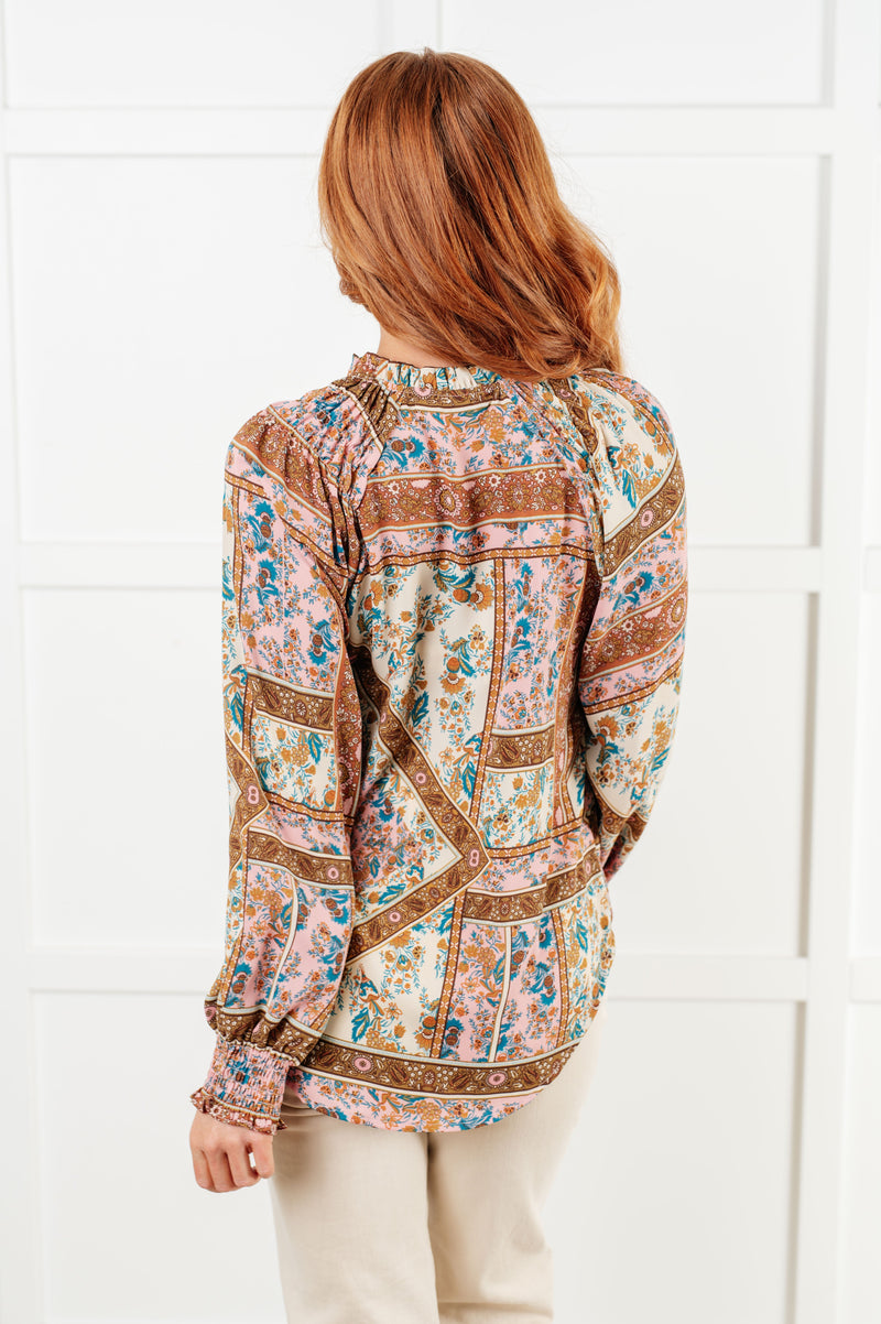 Hazel Blues® |  Show and Tell Mixed Print Peasant Blouse