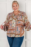 Hazel Blues® |  Show and Tell Mixed Print Peasant Blouse