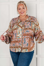 Hazel Blues® |  Show and Tell Mixed Print Peasant Blouse