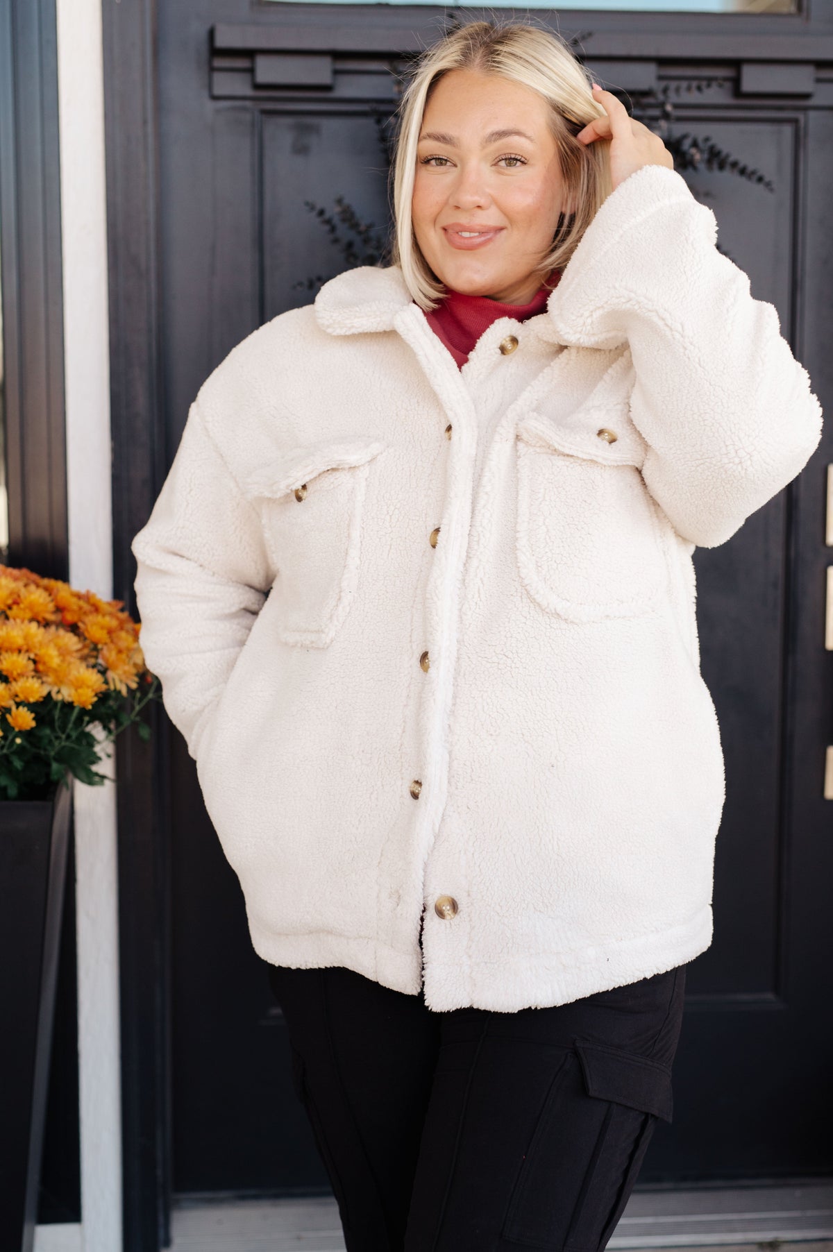 Hazel Blues® |  Shrouded in Sherpa Coat in White