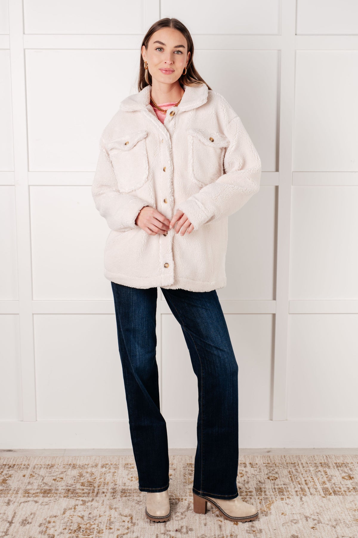 Hazel Blues® |  Shrouded in Sherpa Coat in White