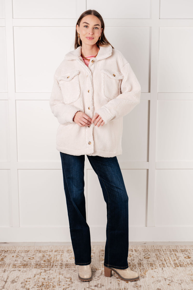 Hazel Blues® |  Shrouded in Sherpa Coat in White