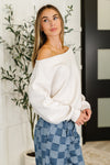 Hazel Blues® |  Side Hustle Off Shoulder Long Sleeve Top in Bone
