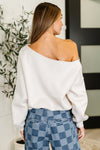 Hazel Blues® |  Side Hustle Off Shoulder Long Sleeve Top in Bone