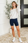 Hazel Blues® |  Gym and Juice Ribbed Knit Square Neck Tank in Navy