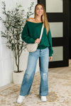 Hazel Blues® |  Side Hustle Off Shoulder Long Sleeve Top in  Hunter Green