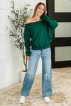 Hazel Blues® |  Side Hustle Off Shoulder Long Sleeve Top in  Hunter Green