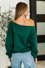 Hazel Blues® |  Side Hustle Off Shoulder Long Sleeve Top in  Hunter Green