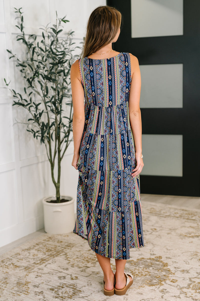 Hazel Blues® |  Sierra Spirit Gathered Tiered Dress in Navy