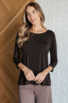Hazel Blues® |  Signature Classic Round Neck Top in Chocolate