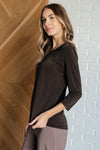 Hazel Blues® |  Signature Classic Round Neck Top in Chocolate