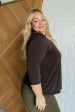Hazel Blues® |  Signature Classic Round Neck Top in Chocolate