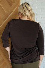 Hazel Blues® |  Signature Classic Round Neck Top in Chocolate