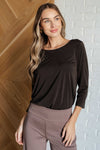 Hazel Blues® |  Signature Classic Round Neck Top in Chocolate