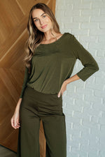 Hazel Blues® |  Signature Classic Round Neck Top in Olive