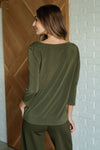 Hazel Blues® |  Signature Classic Round Neck Top in Olive