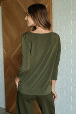 Hazel Blues® |  Signature Classic Round Neck Top in Olive
