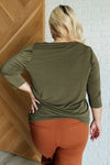 Hazel Blues® |  Signature Classic Round Neck Top in Olive
