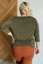 Hazel Blues® |  Signature Classic Round Neck Top in Olive