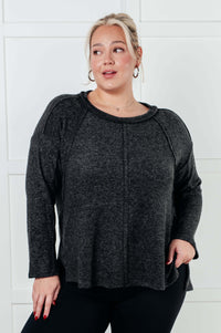 Hazel Blues® |  Simple Silhouette Brushed Hacci Sweater in Black