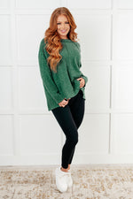 Hazel Blues® |  Simple Silhouette Brushed Hacci Sweater in Dark Green