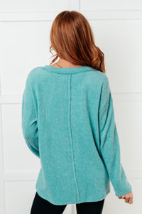 Hazel Blues® |  Simple Silhouette Brushed Hacci Sweater in Dusty Teal