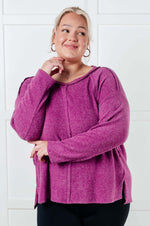 Hazel Blues® |  Simple Silhouette Brushed Hacci Sweater in Light Plum