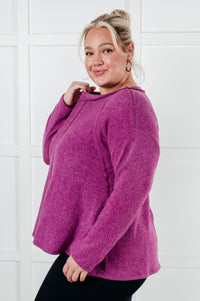 Hazel Blues® |  Simple Silhouette Brushed Hacci Sweater in Light Plum